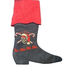 Disney Pirates of the Caribbean Yo. Ho Ho Ho Christmas Stocking Red and Black